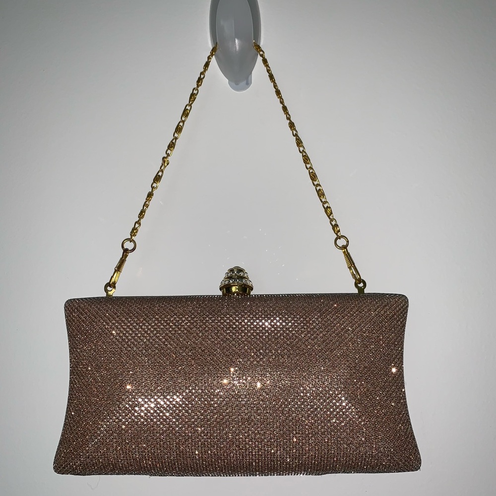Gold shimmery evening purse